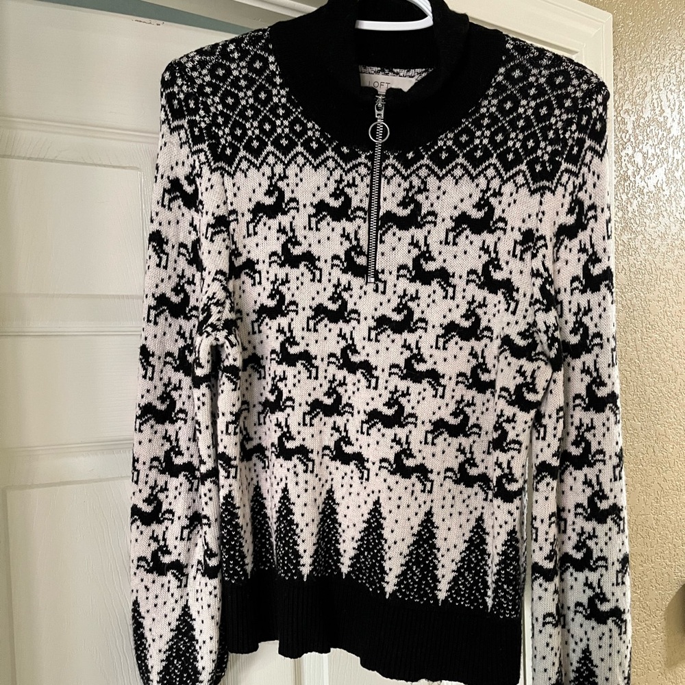 LOFT Reindeer Christmas Sweater